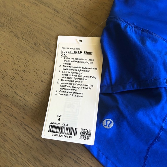 Cerulean blue speed up shorts size 4 lululemon - Picture 4 of 8